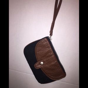 Black lace & faux leather wristlet by Aeropostale